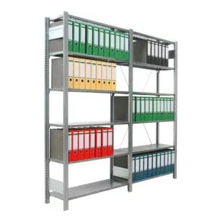 Regalwerk BERT Ordnerregal Anbaufeld HxBxT 2000x1005x300mm 6 Fachböden & 5 Ebenen