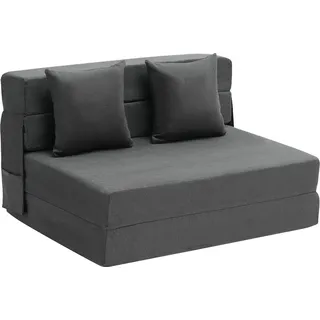 SucceBuy Klappsofa, 3-in-1 Klappcouch mit 2 Kissen und waschbarem Bezug, umwandelbarer Schlafsessel aus 25D Memory Foam mit hoher Dichte, Futon-Cou... - Dunkelgrau