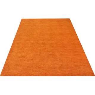 Wollteppich THEKO "Gabbeh Uni, Handweb Teppich, meliert, reine Schurwolle, handgewebt" Teppiche Gr. B/L: 300 cm x 400 cm, 14 mm, 1 St., orange (terra) Schurwollteppiche