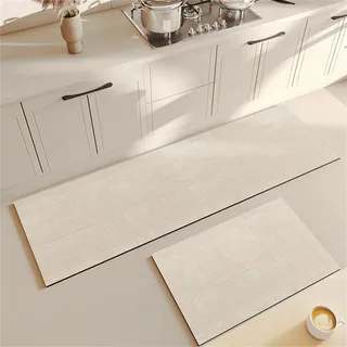 Highdi Küchenläufer, Modernes Design Saugfähig Läufer Flu Teppich Küche Flur Teppich Läufer, Diatomeenerde Teppich Küche, Küchenteppich Waschbar rutschfest, für Küche, Flur (60x120cm,Beige 2)