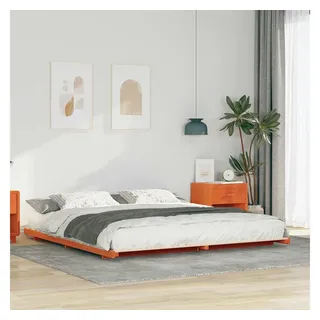furnicato Bettgestell 220 x 200 x 10 cm, Wachsbraun, Massivholz, Bettrahmen (1-tlg), Minimalistisches Bettgestell mit einfacher Montage für innen braun 200 cm x 220 cm x 10 cm