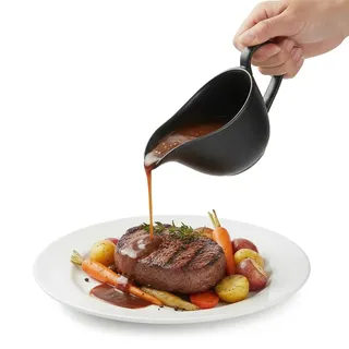 iplusmile Porzellan-Sauciere, 300 ml, Schwarz, mit Ausgießer und Griff | Tropffreies Design für Saucen, Soßen und Dressings, für Feiertage und den täglichen Gebrauch
