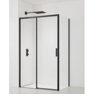 siko koupelny a.s. SAT TEX Rechteckige Duschkabine mit Schiebetür rechts 120 x 195 cm schwarz/matt SIKOTEXDBB120S80