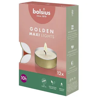 6x Bolsius, Kerzen, Maxi Teelichte 10Std gold 18St (18 Stk.)