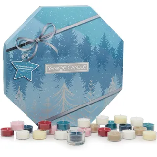 Yankee Candle Adventskalender 2023 Kranz | Duftkerzen Geschenkset | 24 duftende Teelichter und 1 Teelichthalter | Bright Lights Collection | Perfekte Weihnachtsgeschenke für Frauen