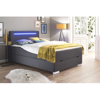 meise.möbel Boxspringbett Las Vegas II 140 x 200 cm Stoff Grau Anthrazit