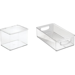 iDesign Cabinet/Kitchen Binz Aufbewahrungsbox, stapelbarer Küchen Organizer aus Kunststoff, mittelgroße Vorratsdose mit Deckel & bac rangement frigo, boîte alimentaire moyenne en plastique