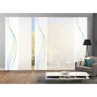 VISION S 96333-6407 | 6er-Set Schiebegardine Heights | halb-transparenter Stoff in Bambus-Optik | 6X 260x60 cm | Farbe: Blau-Grün
