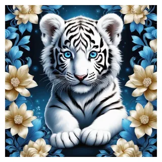 Rötting Design Malen nach Zahlen BASTELIDEEN 5d Diamond Painting Set Motiv weißes Tiger Baby (Komplett-Set), Diamond Painting Vollbild, Lieferung enthält alle Utensilien