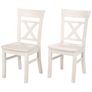 Massivholz-Stühle, 2er-Set   Bornholm , weiß , Maße (cm): B: 44 H: 96 T: 50