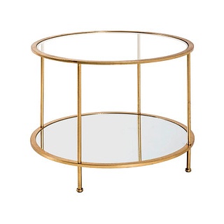 HAKU Möbel Beistelltisch Glas gold 60,0 x 60,0 x 45,0 cm