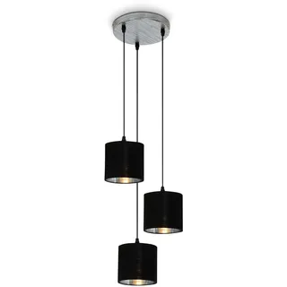 BRILONER Leuchten - Pendelleuchte retro, Pendellampe, vintage, Hängelampe Stoffschirm, Esszimmerlampe, E14, Silber-Schwarz, 4737-034