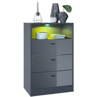 Vladon Pino V2 56 x 86,5 x 36 cm Anthrazit matt/Grau Hochglanz