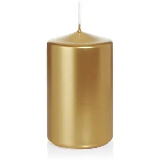 Wiedemann Kerzen Gold Stumpenkerzen lackiert in Cello 100 x 60 mm, 16 Stück