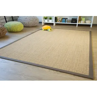 Steffensmeier Sisal Teppich Brazil mit Bordüre Farbe Natur dunkel Oliv Premium Qualität 100% Sisal, Größe: 300x400 cm