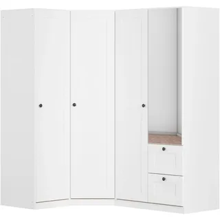 OTTO home Schrank-Set Mehrzweckschrank Aktenschrank Möbel Mietswohnung Schlafzimmer YLVA, (Set, 3-St., Schenkelmaß: 131x176 cm, Höhe 197 cm), skandinavischer Style mit Rahmenfront und Knopfgriffen MADE IN GERMANY weiß