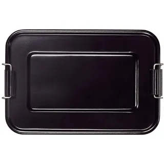 Vesperbox Metall in Schwarz 18 x 12 x 6 cm - Brotdose für Schule und Arbeit | Pausenbrot Behälter, Schulverpflegung, Mahlzeit mitnehmen, Snack transportieren, Vesper aufbewahren, Metalldose robust
