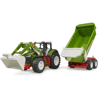 Bruder Roadmax Traktor mit Frontlader und Kippanhänger grün/rot 03452