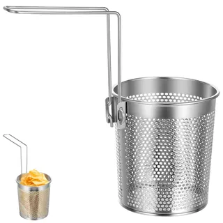 NOLITOY Edelstahl Nudelsieb Mit Griff Nudelkorb Zum Abgießen Von Pasta Gemüse Und Fleisch Sicheres Handhabung Küchensieb Für Kochen Und Braten 9.84 X 5.12 X 4.92 in