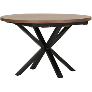 Milino Esstisch, Nussbaum, Holz, Nussbaum, furniert, rund, Sternfuß, 120x77x120-160 cm, ausziehbar, Esszimmer, Tische, Esstische, Esstische ausziehbar