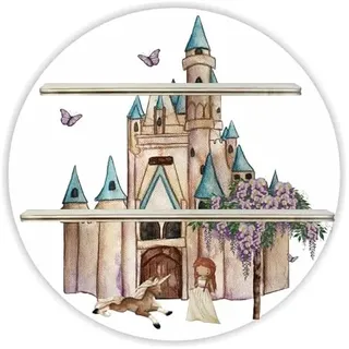 Farbklecks-Collection Regal Erweiterung für Hörfiguren, kompatibel mit Tonie-Figuren, Sommergarten Schloss, 23x23 cm, für 8–10 Figuren, Wandregal Kinderzimmer, handgefertigt