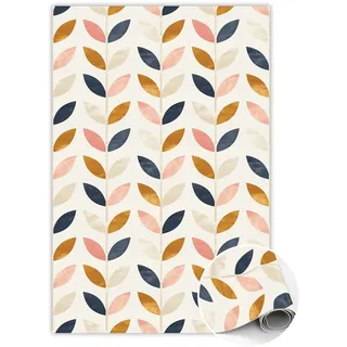 Tulup Kleine Blätter Vinylteppich 100 x 150 cm Gelb