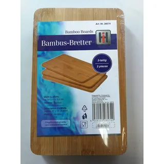 Haushalt International Bambus-Bretter 3tlg. Brotbrett Frühstücksbrett Holz-Brett Holzbrett