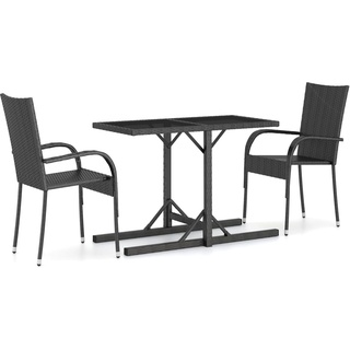 BEI CLORIS® Balkonset Sitzgruppe für 2 Personen im Beständig & Trendigen Design - 3-teiliges Tisch mit 2 StühleGarten-Essgruppe Schwarz【Deuts...