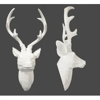 Spetebo Hirschgeweih weiß - 40 cm - Hirschkopf Wanddeko Zum Aufhängen - Jagd Geweih