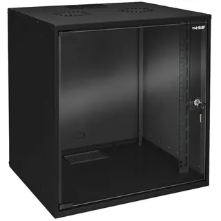 HMF 65712-02 Netzwerkschrank, Serverschrank 19 Zoll 12 HE 275 mm Einbautiefe Glastür Schwarz
