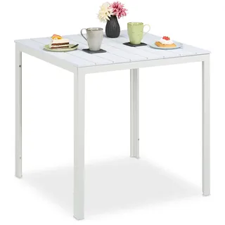 Relaxdays Gartentisch 78 x 78 x 74,5 cm Weiß