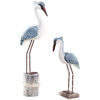 2 Stück Holz-Möwen-Figuren, mediterraner Stil, rustikal, Vintage-Stil, Küstenstrand, Meeresvögel, Skulptur, nautische Dekorationen für, Garten, Ornament,