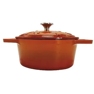 Grillfürst Dutch Oven Sternentöpfchen 1,2 Liter - orangefarbener Gusseisen Bräter mit Henkeln und pflegeleichter Emaillierung, ovaler Schmortopf für Grill und Herd