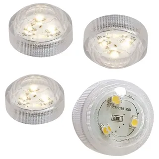 Fachhandel Plus Teelicht 4er Set mit je 3 SMD-LEDs, Batteriebetrieb, wasserdicht, Tauchlicht, LED-Kerze, Partydeko, Weiß, Kunststoff, Energieeffizient