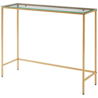 [en.casa] Kronoby Konsolentisch 100x30x80 cm Goldfarben/Klarglas