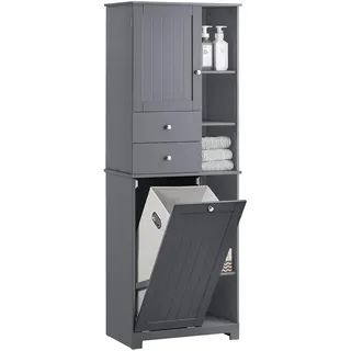 SoBuy Hochschrank BZR104 60 x 170 x 37 cm Grau Holzwerkstoff