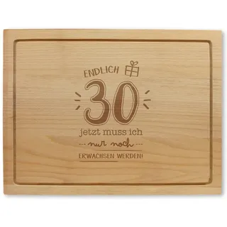Holzschneidebrett mit Gravur - 30. Geburtstag, ca. 40 x 30 x 2 cm, Made in Austria, Nachhaltige Geschenkidee