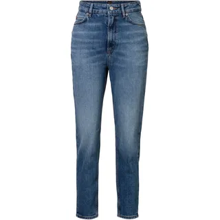 High-waist-Jeans BOSS ORANGE "Ruth High Rise Hochbund Waist Premium Denim Jeans" Gr. 27, N-Gr, blau (navy_417) Damen Jeans Röhrenjeans mit Leder-Badge