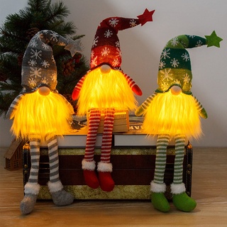 Oneshlee Weihnachtswichtel Figuren Mit Led, Leuchtende Wichtel Weihnachten Deko Amerikanisch, Weihnachts Wichtel Schweden Sitzend, Weihnachtsdeko Innen Mit Beleuchtung (Lange Beine)