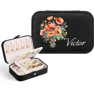 Personalisierte Schmuckschatulle, Leder Reise Schmuckkästchen, Klein Schmuckkästchen für Frauen, Schmuckkoffer Organizer für Ringe Ohrringe Halskette für Muttertag, Valentinstag
