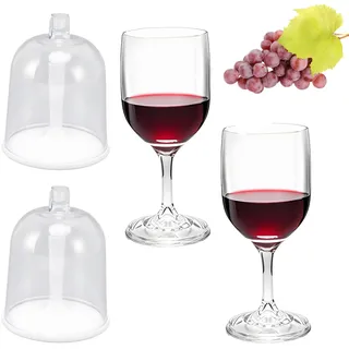 Pluvyze 2 Stück Weingläser Kunststoff Camping Weingläser Kunststoff Plastik Weinglas To Go Abnehmbar, Geeignet Für Partys, Reisen, Camping, Outdoor-Aktivitäten, Picknicks (Transparent)