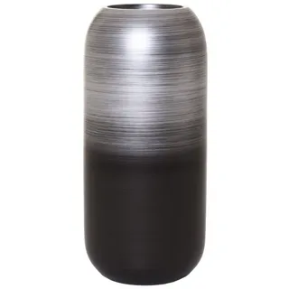 VIVANNO Bodenvase Bodenvase Pflanzkübel Fiberglas Silber Schwarz Seidenmatt CHRONO - schwarz|silberfarben
