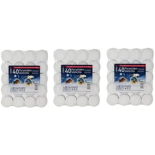Ebersbacher Kerzenfabrik Teelicht Pyramidenteelichter Premium (40 Stück) (3-tlg)