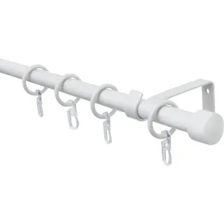 GARDINIA Gardinenstangen Set Cap 1-läufig Ø 16 mm 240 cm weiß