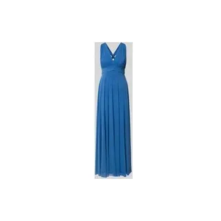 Abendkleid mit V-Ausschnitt und Raffungen, Sky Melange, 48
