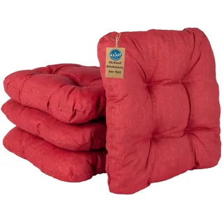 HLKauf 6er Set Bordeaux Sitzkissen 36x36x6 cm | weiche Stuhlkissen für Indoor & Outdoor | Sitzpolster für Garten, Camping, Gastronomie oder Bistro | Oeko-Tex und Made in EU