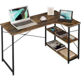 WOLTU Schreibtisch Bürotisch aus Holz Stahl, mit Ablage, 120x74x71,5 cm, Braun