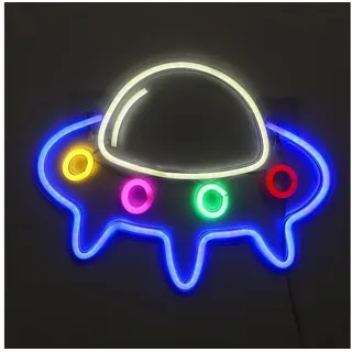 Rosnek LED Dekolicht Mehrere Muster, LED-Neonlicht, für Bar Party Schlafzimmer Wanddeko, mit Rückwand, USB UFO