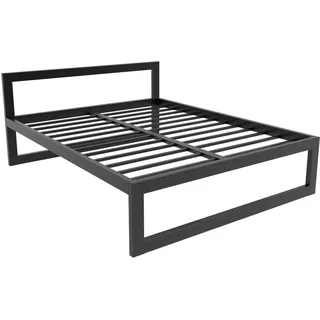 MetaloPro Metallbett 120x200 cm Ryka Classic, Bett mit Lattenrost, Schwarz | Metallbett 120x200 cm, Stahlprofil 80x40 mm, bis 1000 kg belastbar, inkl. Metall-Lattenrost, Aufbau in 10 Min