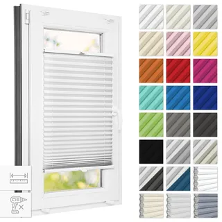 Estika Plissee ohne Bohren 85 cm x 50 cm - Weiß - Bruchfeste Klemmhalter, Plissee Klemmfix, Rollos für Fenster ohne Bohren, Jalousien Fenster für innen, Raffrollo, Fensterplissee
